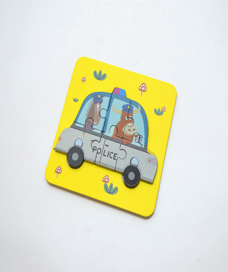 ( Children's puzzle in the shape of ( police car ( Children's puzzle in the shape of ( police car