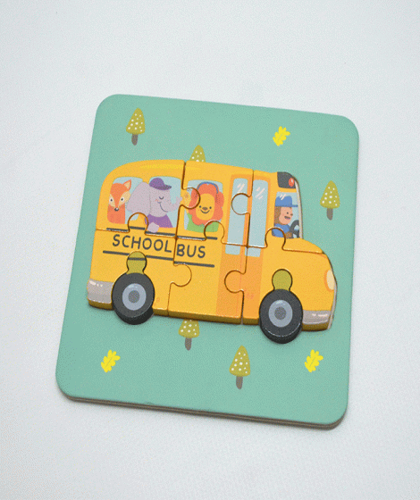 ( Children's puzzle in the shape of ( school bas ( Children's puzzle in the shape of ( school bas